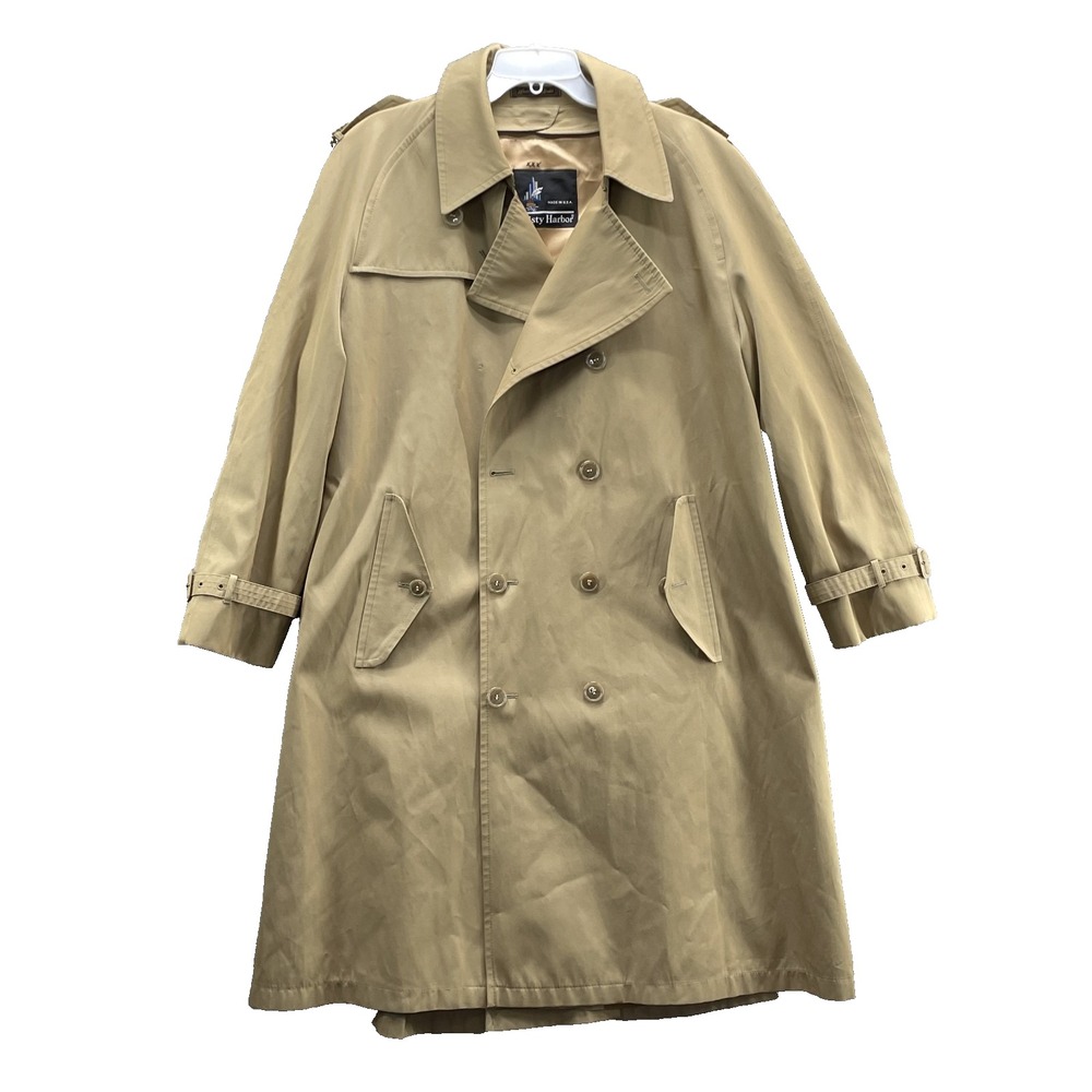 Vintage Misty Harbor Trench Coat Men 42 Wool Blend Overcoat Corpcore Classic USA